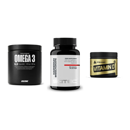 Herz & Gefäße: Big Zone Omega 3 + Scitec Magnesium + Peak Vitamin D – alle enthaltenen Artikel