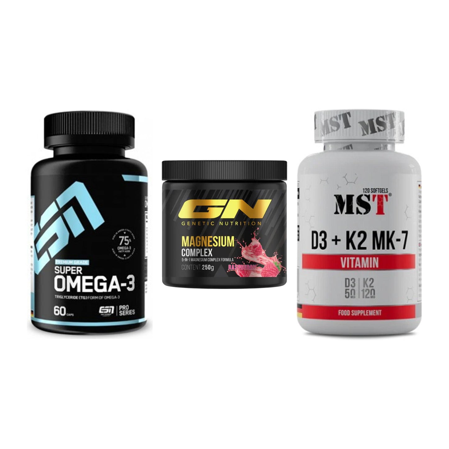 Herz & Gefäße: ESN Omega 3 + GN Magnesium + MST Vitamin D3 – alle enthaltenen Artikel