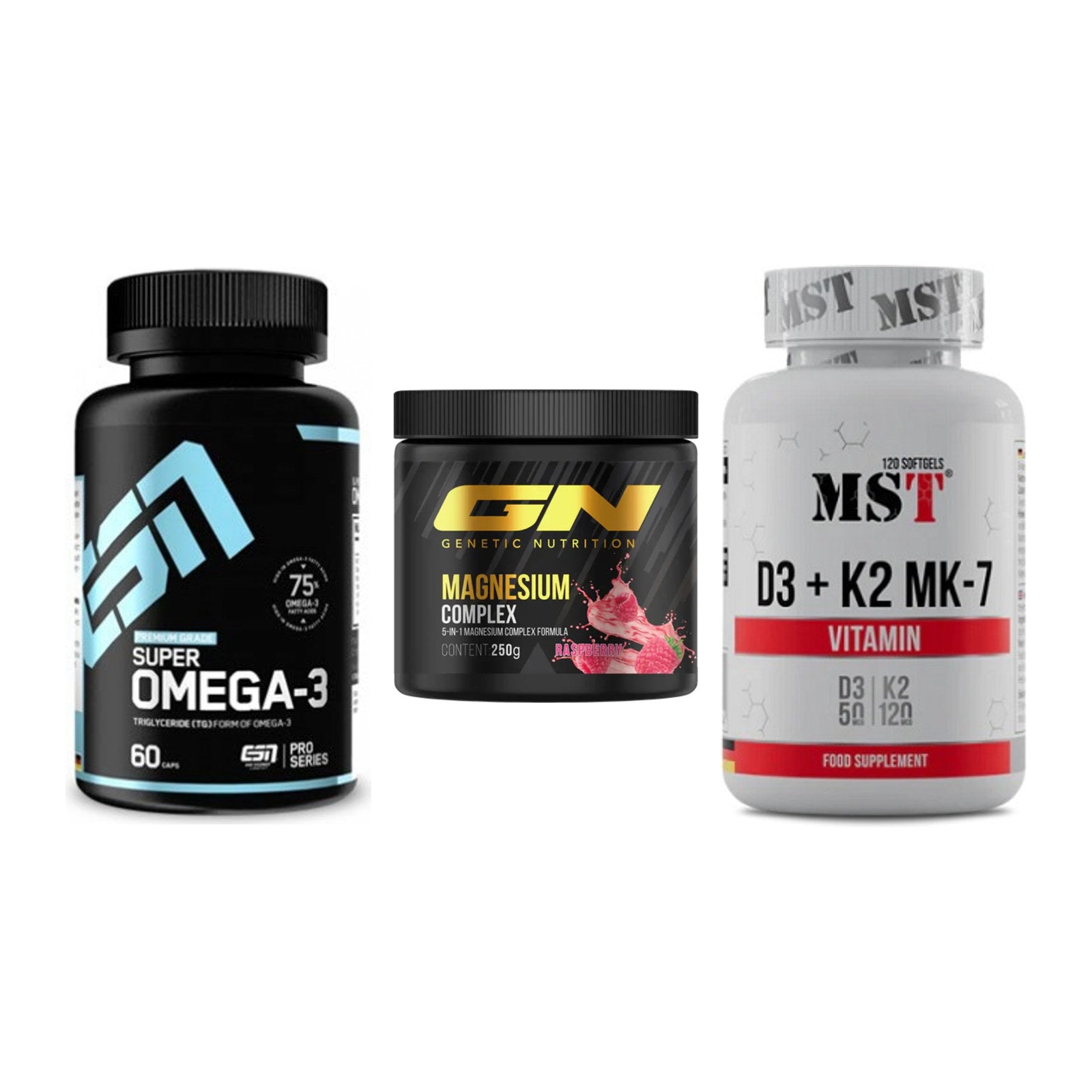 Herz & Gefäße: ESN Omega 3 + GN Magnesium + MST Vitamin D3 – alle enthaltenen Artikel
