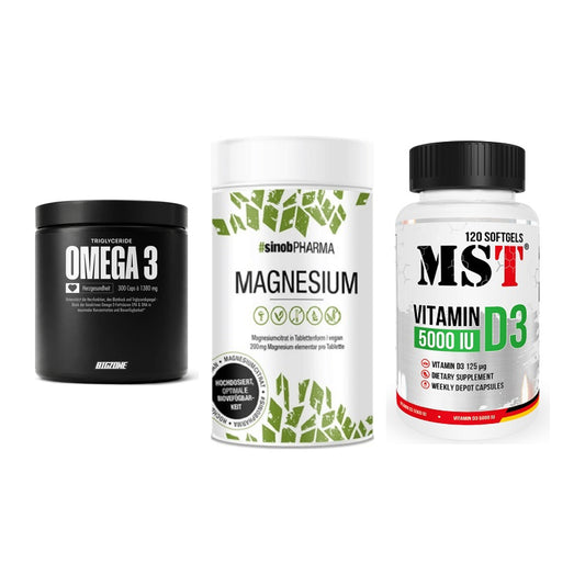 Herz & Gefäße: Big Zone Omega 3 + Sinob Magnesium + MST Vitamin D3 – alle enthaltenen Artikel