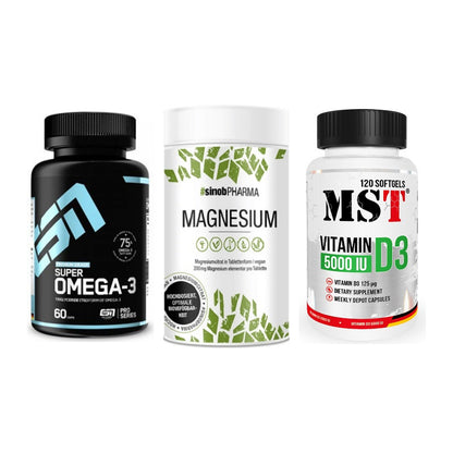 Herz & Gefäße: ESN Omega 3 + Sinob Magnesium + MST Vitamin D3 – alle enthaltenen Artikel