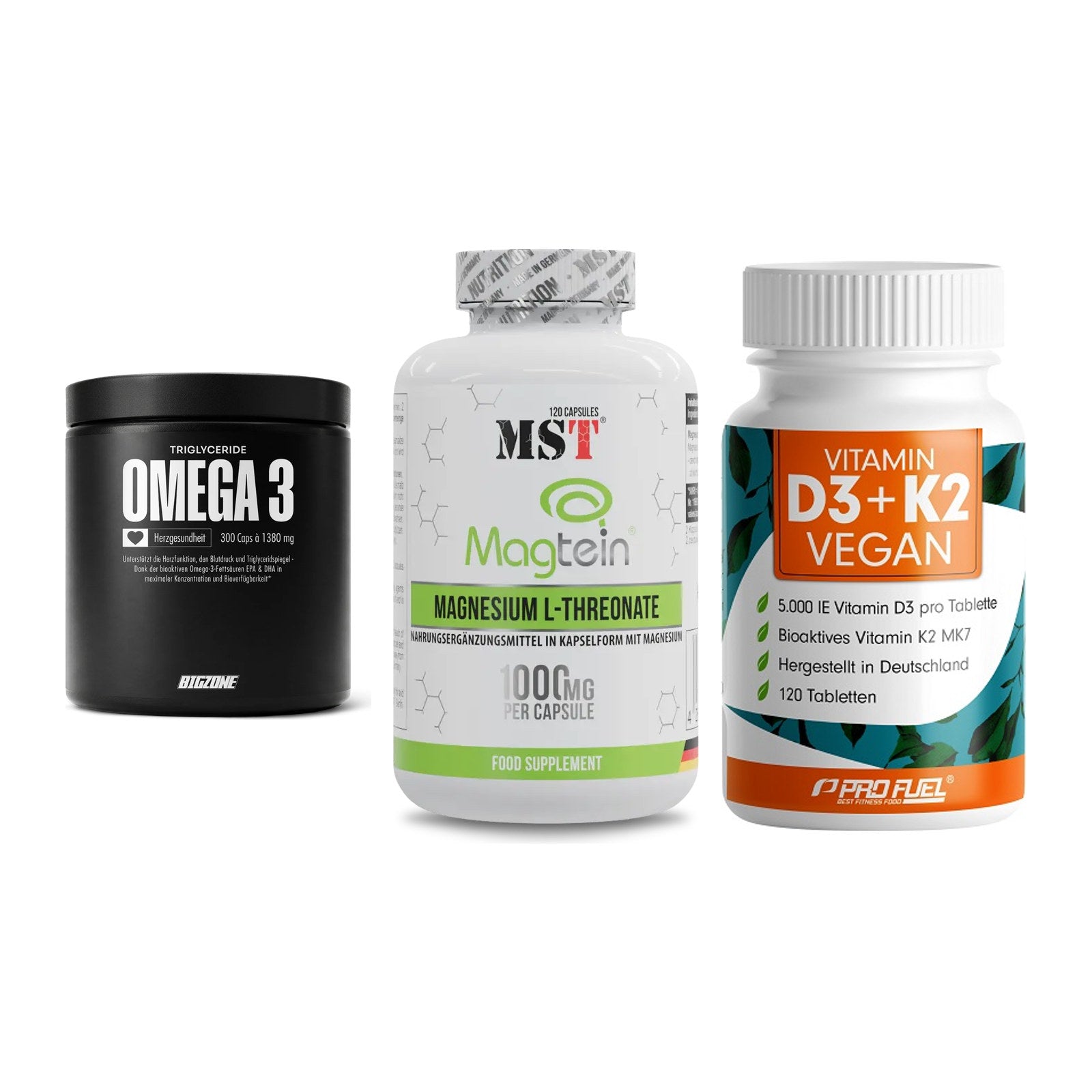 Herz & Gefäße: Big Zone Omega 3 + MST Magnesium + ProFuel Vitamin – alle enthaltenen Artikel
