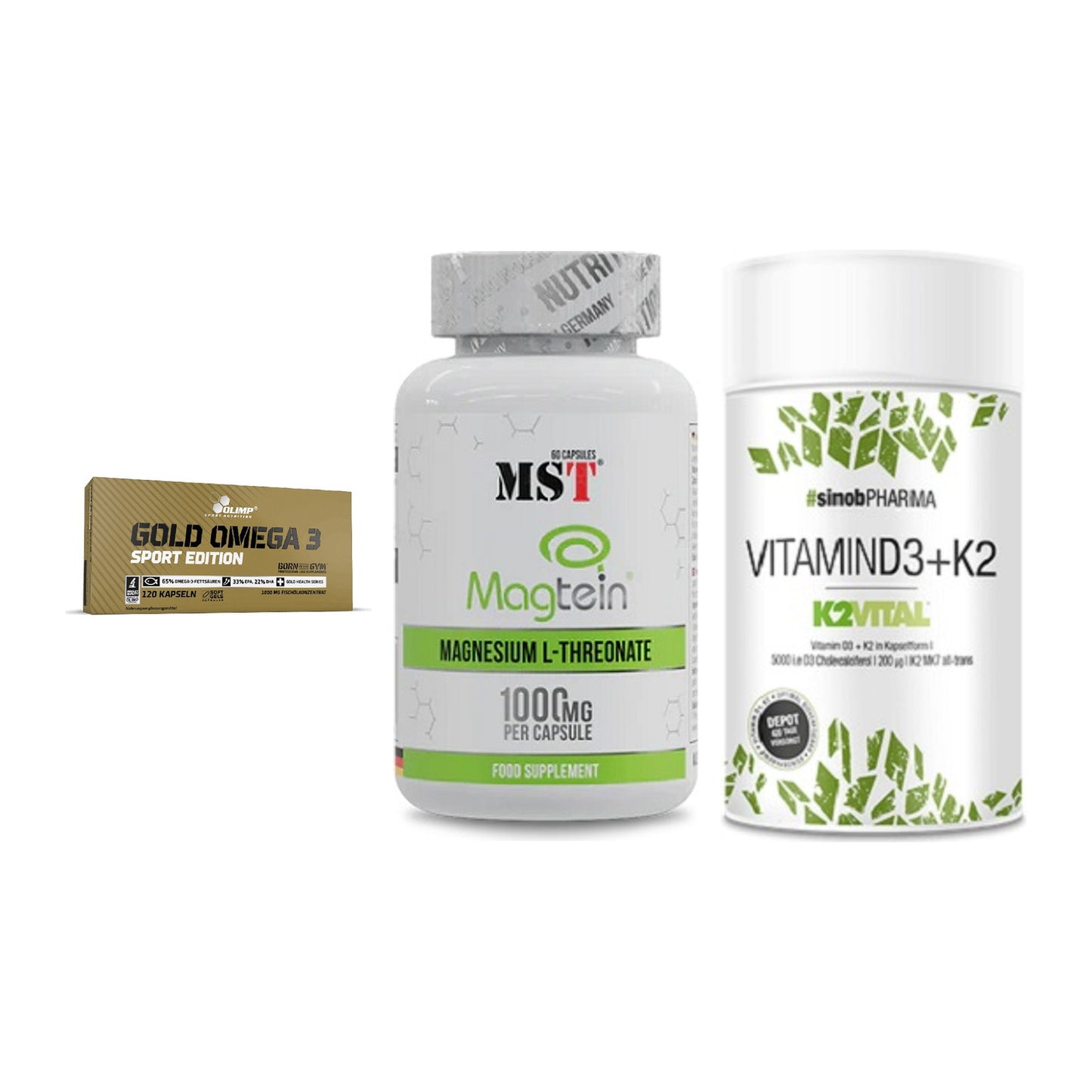 Herz & Gefäße: Olimp Omega 3 + MST Magnesium + Sinob Vitamin D3 – alle enthaltenen Artikel