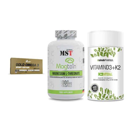 Herz & Gefäße: Olimp Omega 3 + MST Magnesium + Sinob Vitamin D3 – alle enthaltenen Artikel