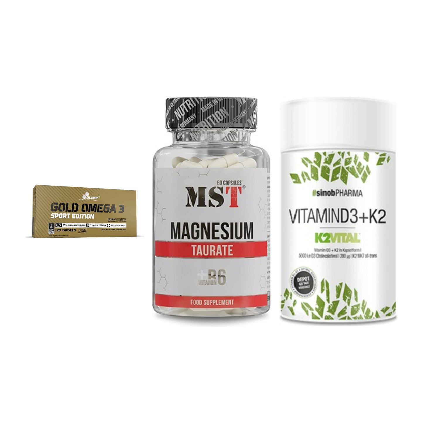 Herz & Gefäße: Olimp Omega 3 + MST Magnesium + Sinob Vitamin D3 – alle enthaltenen Artikel
