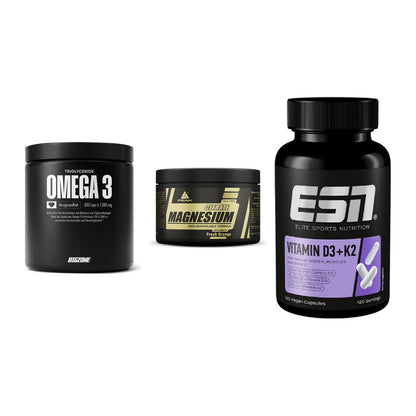 Herz & Gefäße: Big Zone Omega 3 + Peak Magnesium + ESN Vitamin D3 – alle enthaltenen Artikel