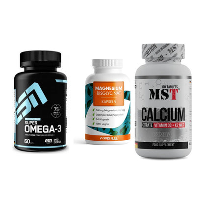 Herz & Gefäße: ESN Omega 3 + ProFuel Magnesiu + MST Calcium – alle enthaltenen Artikel
