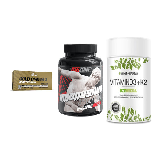 Herz & Gefäße: Olimp Omega 3 + Big Zone Magnesi + Sinob Vitamin D3 – alle enthaltenen Artikel