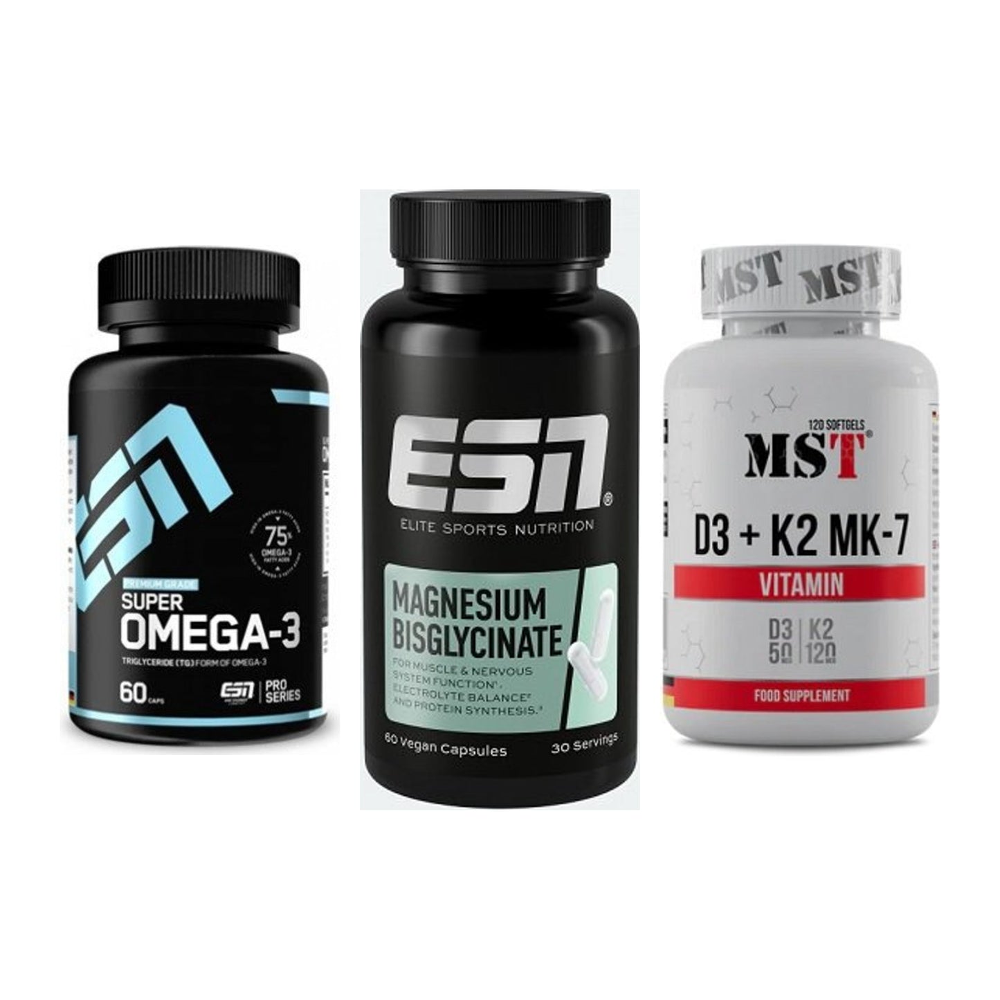 Herz & Gefäße: ESN Omega 3 + ESN Magnesium + MST Vitamin D3 – alle enthaltenen Artikel