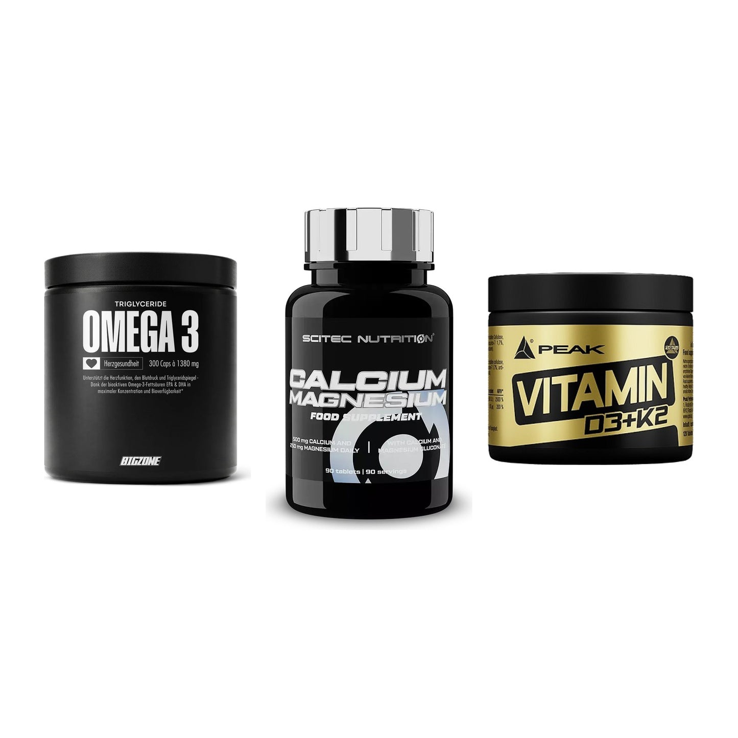 Herz & Gefäße: Big Zone Omega 3 + Scitec Calcium + Peak Vitamin – alle enthaltenen Artikel