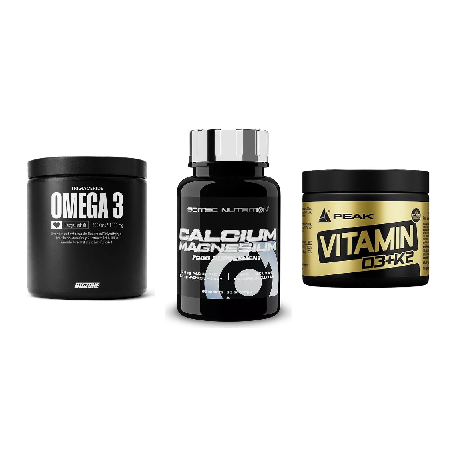 Herz & Gefäße: Big Zone Omega 3 + Scitec Calcium + Peak Vitamin – alle enthaltenen Artikel