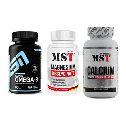 Herz & Gefäße: ESN Omega 3 + MST Magnesium + MST Calcium – alle enthaltenen Artikel