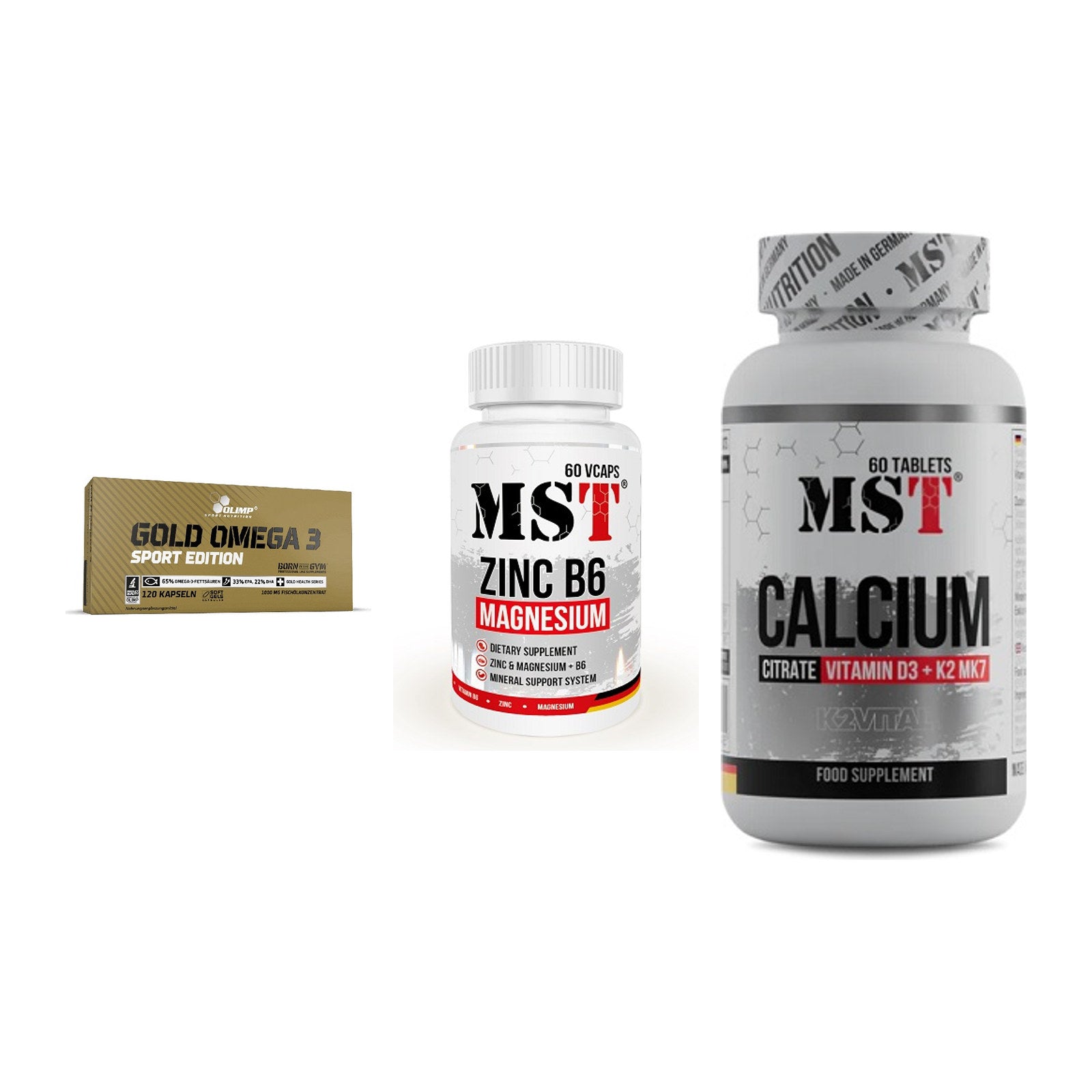 Herz & Gefäße: Olimp Omega 3 + MST Zinc + MST Calcium – alle enthaltenen Artikel