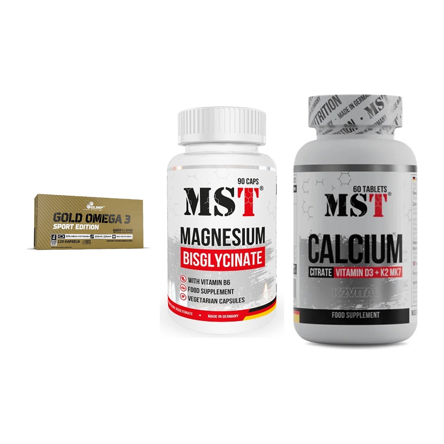 Herz & Gefäße: Olimp Omega 3 + MST Magnesium + MST Calcium – alle enthaltenen Artikel
