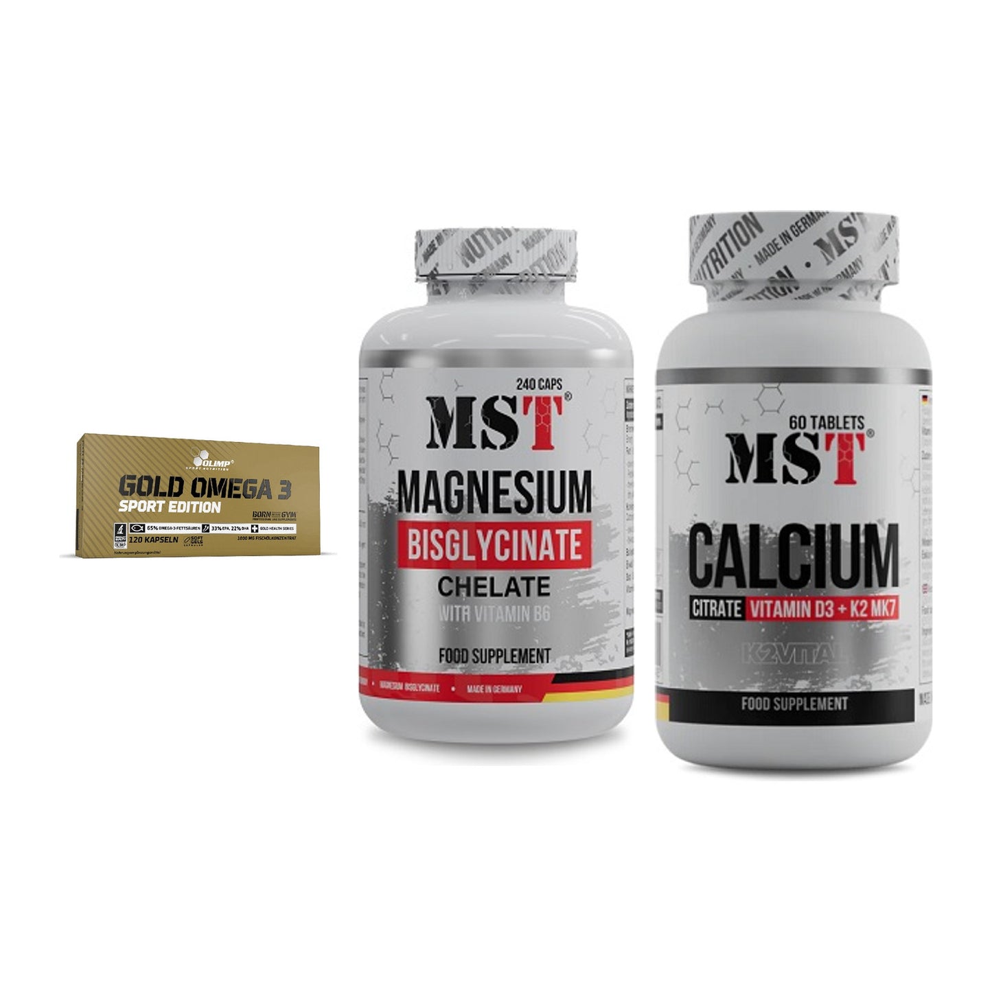 Herz & Gefäße: Olimp Omega 3 + MST Magnesium + MST Calcium – alle enthaltenen Artikel