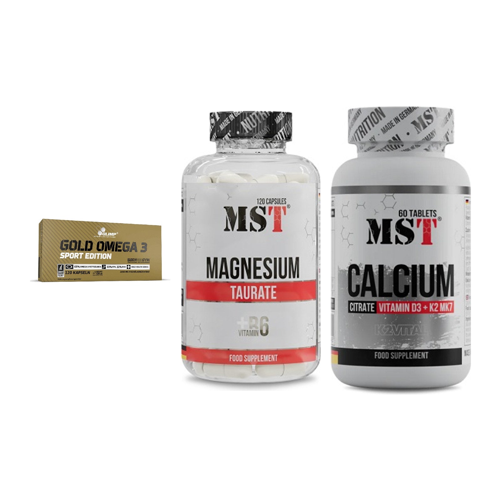 Herz & Gefäße: Olimp Omega 3 + MST Magnesium + MST Calcium – alle enthaltenen Artikel