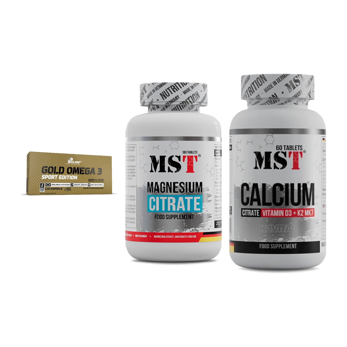 Herz & Gefäße: Olimp Omega 3 + MST Magnesium + MST Calcium – alle enthaltenen Artikel