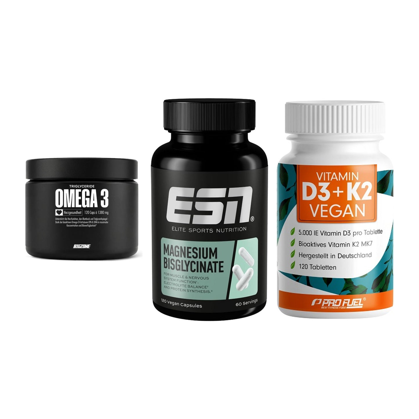 Herz & Gefäße: Big Zone Omega 3 + ESN Magnesium + ProFuel Vitamin – alle enthaltenen Artikel