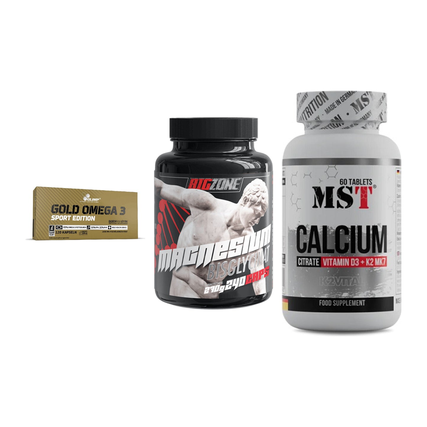 Herz & Gefäße: Olimp Omega 3 + Big Zone Magnesi + MST Calcium – alle enthaltenen Artikel