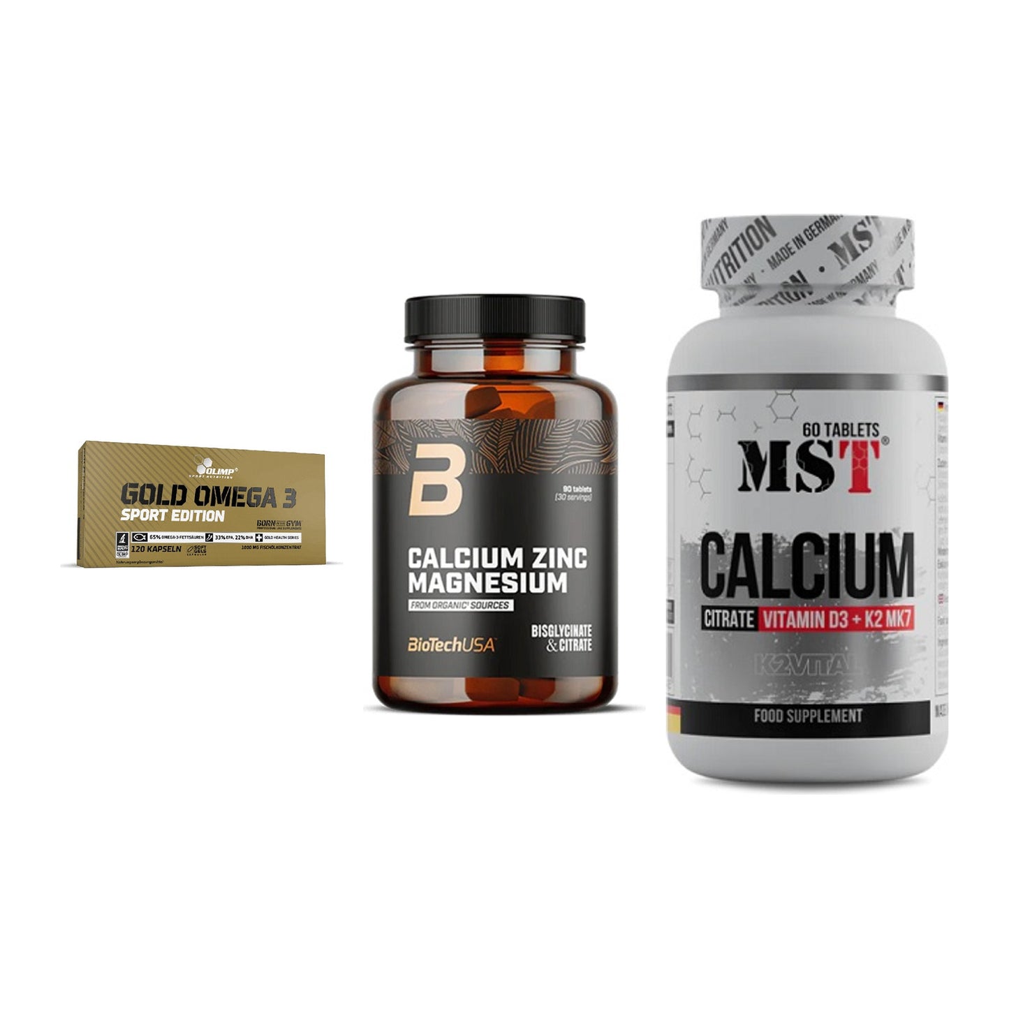 Herz & Gefäße: Olimp Omega 3 + BioTech Calcium + MST Calcium – alle enthaltenen Artikel