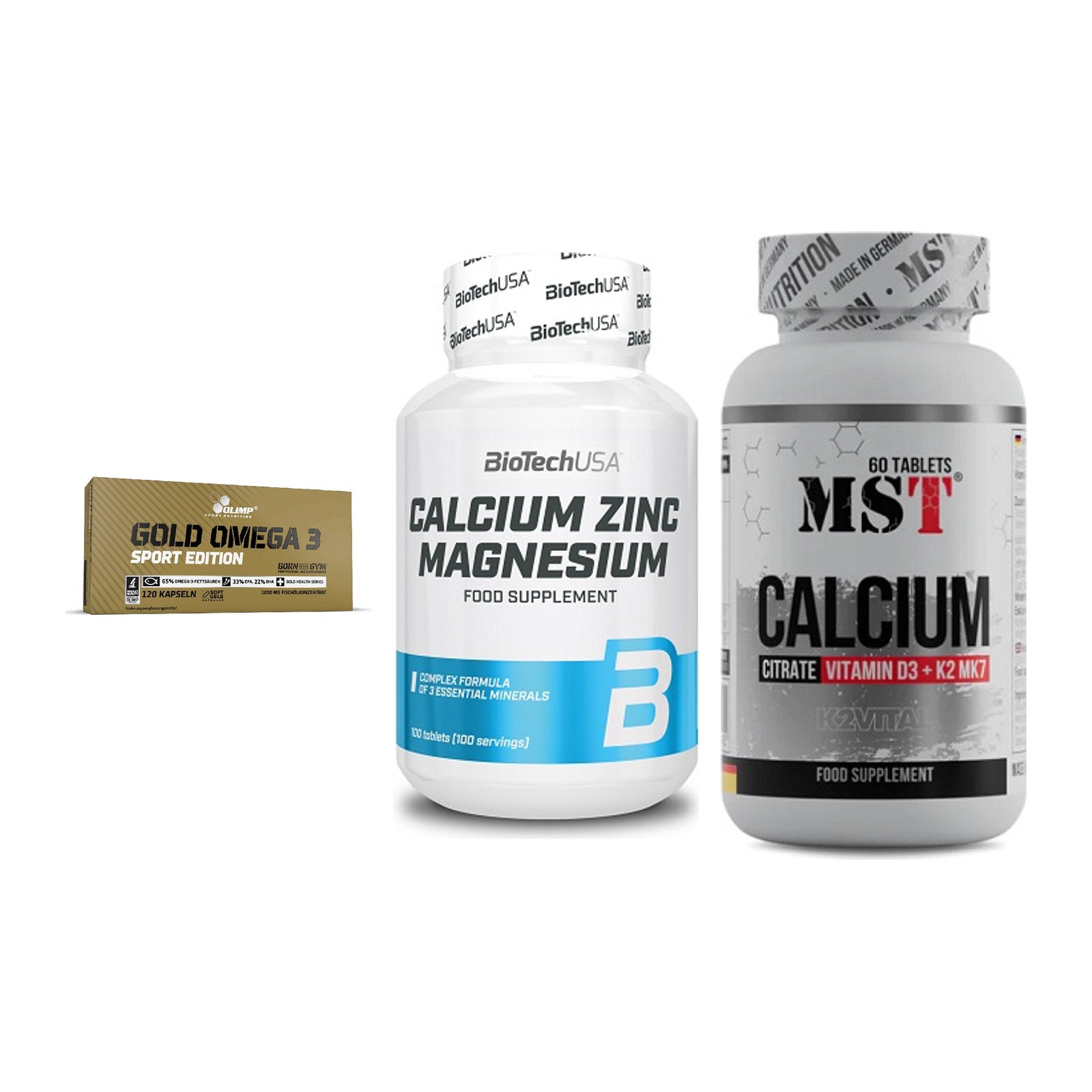 Herz & Gefäße: Olimp Omega 3 + BioTech Calcium + MST Calcium – alle enthaltenen Artikel