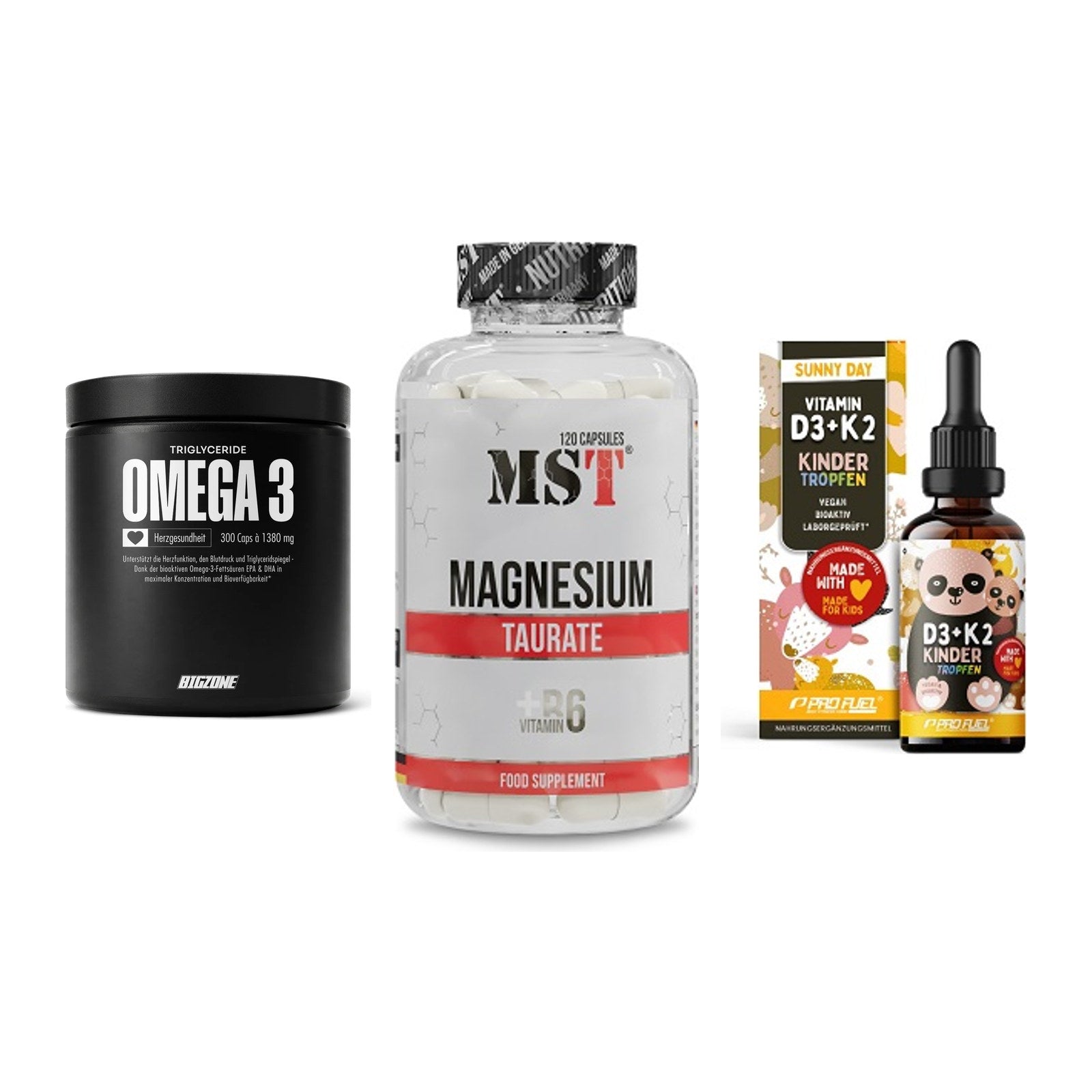 Herz & Gefäße: Big Zone Omega 3 + MST Magnesium + ProFuel VITAMIN – alle enthaltenen Artikel