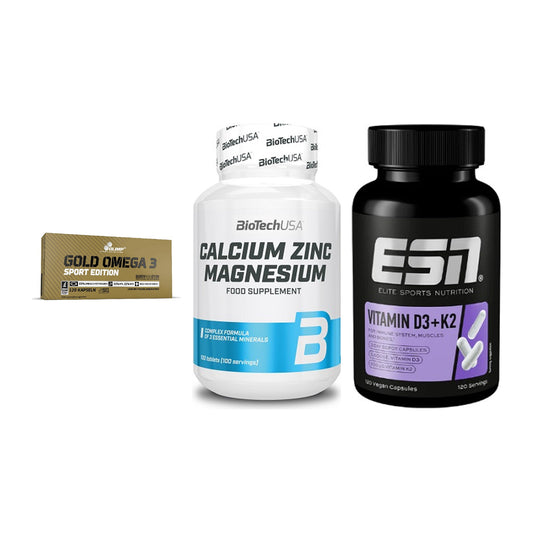 Herz & Gefäße: Olimp Omega 3 + BioTech Calcium + ESN Vitamin D3 – alle enthaltenen Artikel