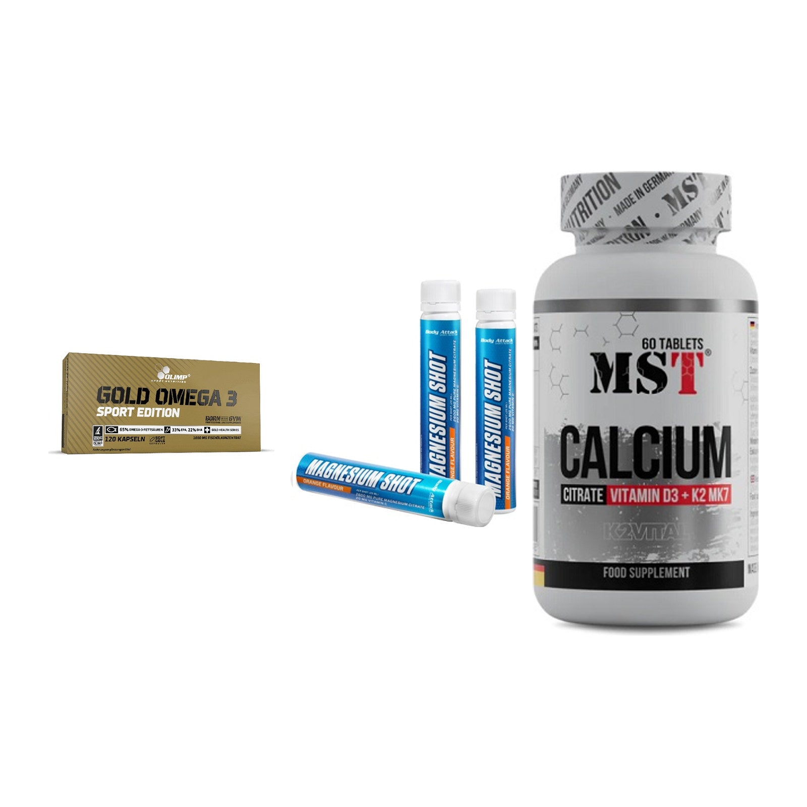 Herz & Gefäße: Olimp Omega 3 + Body Attack + MST Calcium – alle enthaltenen Artikel