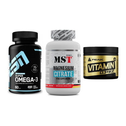 Herz & Gefäße: ESN Omega 3 + MST Magnesium + Peak Vitamin – alle enthaltenen Artikel
