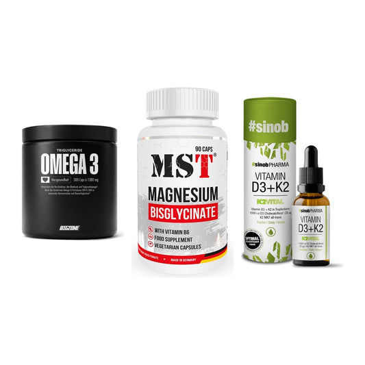 Herz & Gefäße: Big Zone Omega 3 + MST Magnesium + Sinob Vitamin D3 – alle enthaltenen Artikel