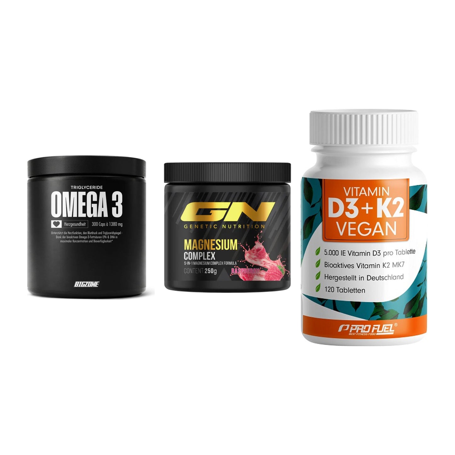 Herz & Gefäße: Big Zone Omega 3 + GN Magnesium + ProFuel Vitamin – alle enthaltenen Artikel