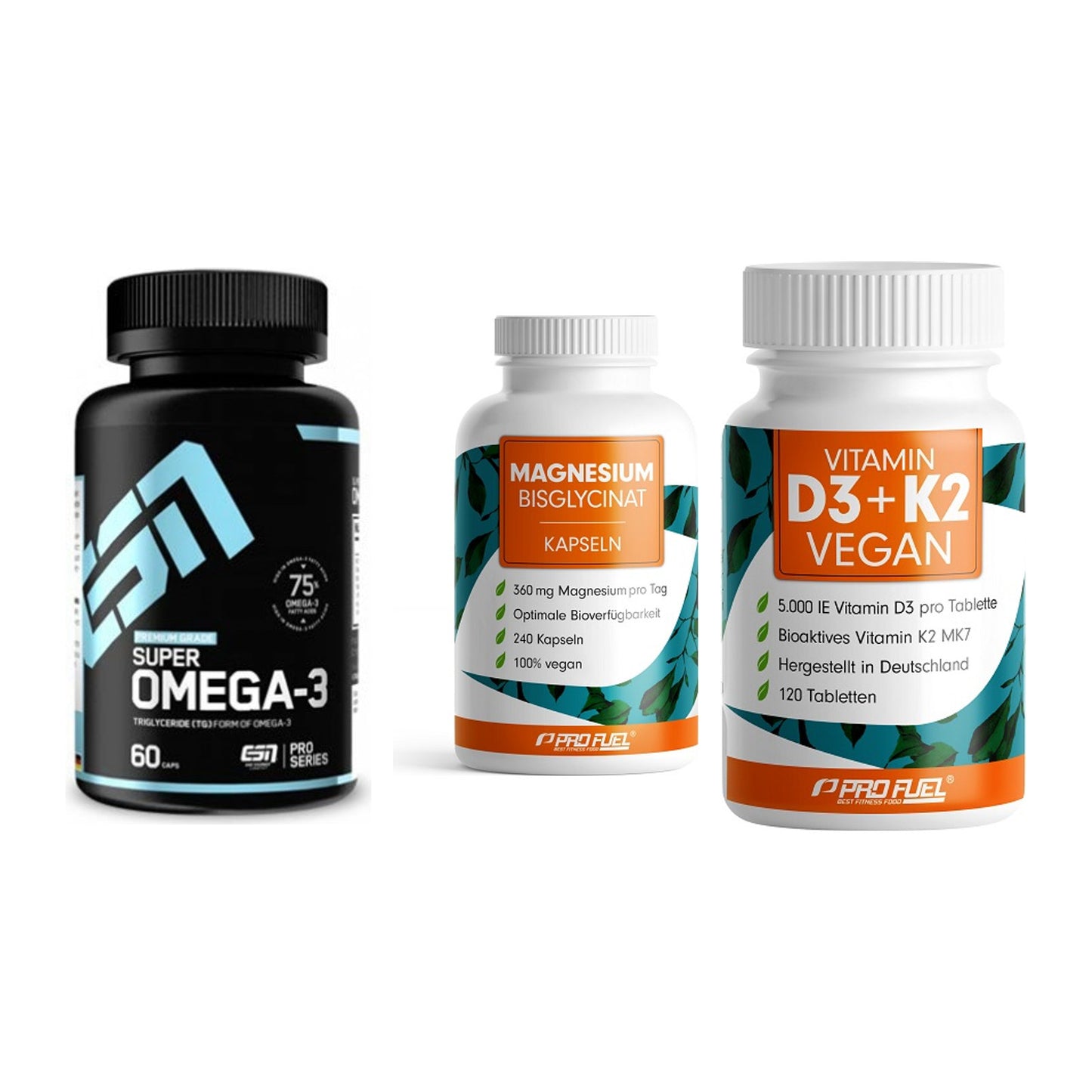 Herz & Gefäße: ESN Omega 3 + ProFuel Magnesiu + ProFuel Vitamin – alle enthaltenen Artikel