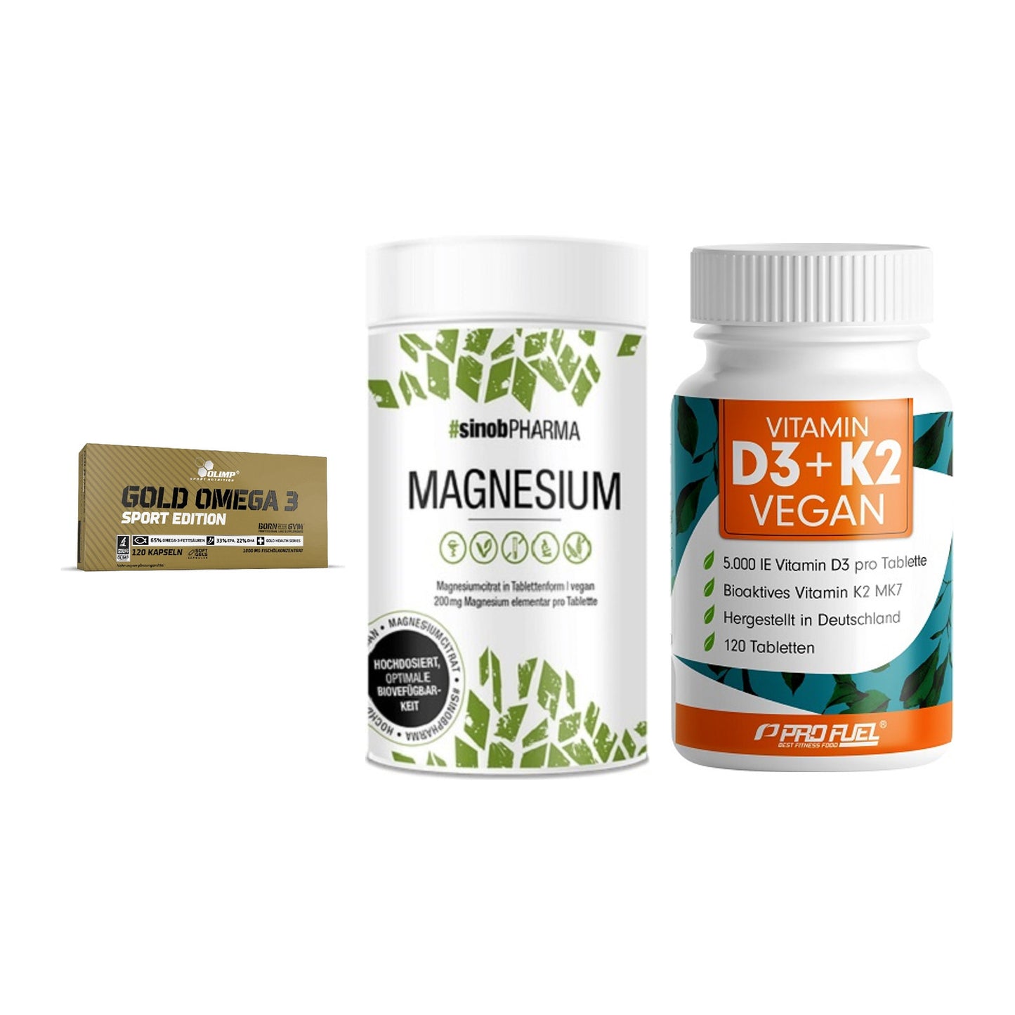 Herz & Gefäße: Olimp Omega 3 + Sinob Magnesium + ProFuel Vitamin – alle enthaltenen Artikel