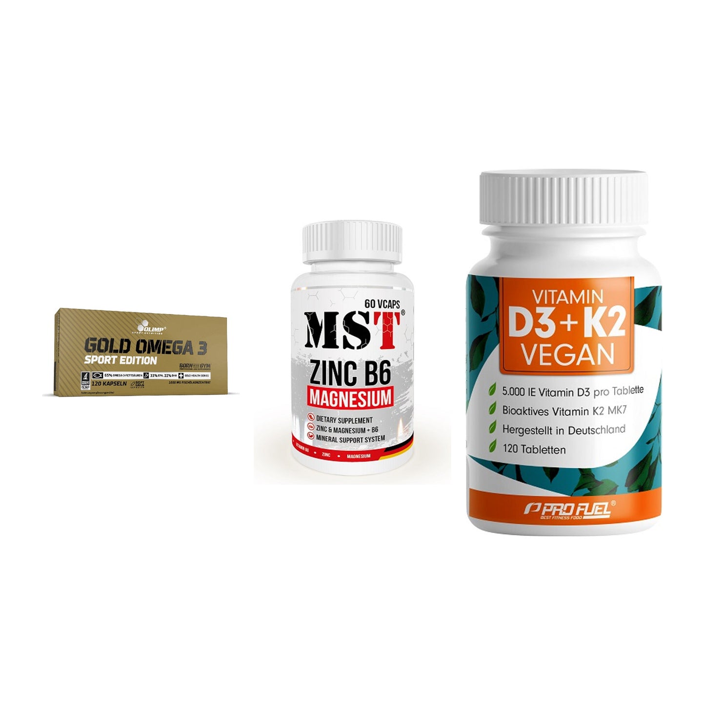 Herz & Gefäße: Olimp Omega 3 + MST Zinc + ProFuel Vitamin – alle enthaltenen Artikel