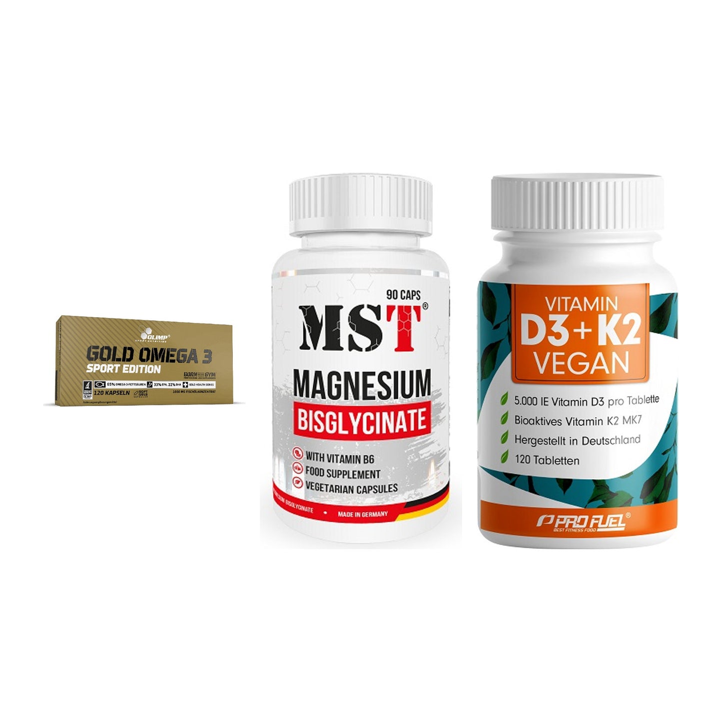 Herz & Gefäße: Olimp Omega 3 + MST Magnesium + ProFuel Vitamin – alle enthaltenen Artikel