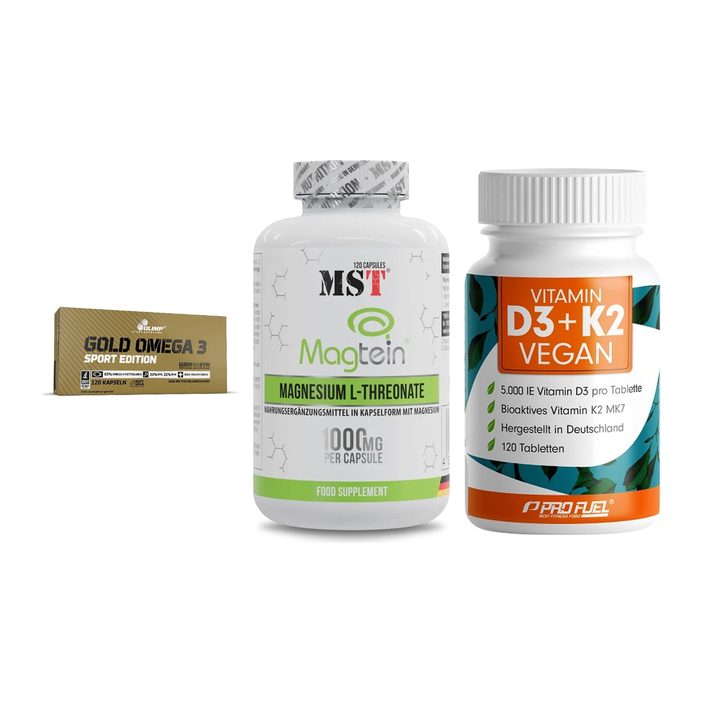 Herz & Gefäße: Olimp Omega 3 + MST Magnesium + ProFuel Vitamin – alle enthaltenen Artikel