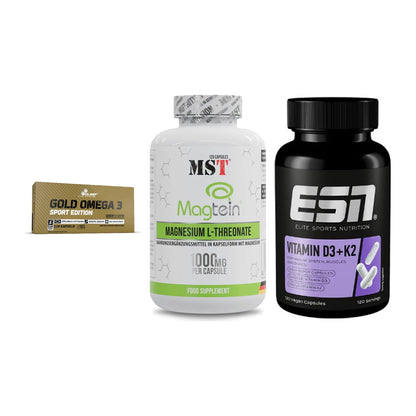 Herz & Gefäße: Olimp Omega 3 + MST Magnesium + ESN Vitamin D3 – alle enthaltenen Artikel