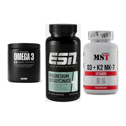 Herz & Gefäße: Big Zone Omega 3 + ESN Magnesium + MST Vitamin D3 – alle enthaltenen Artikel