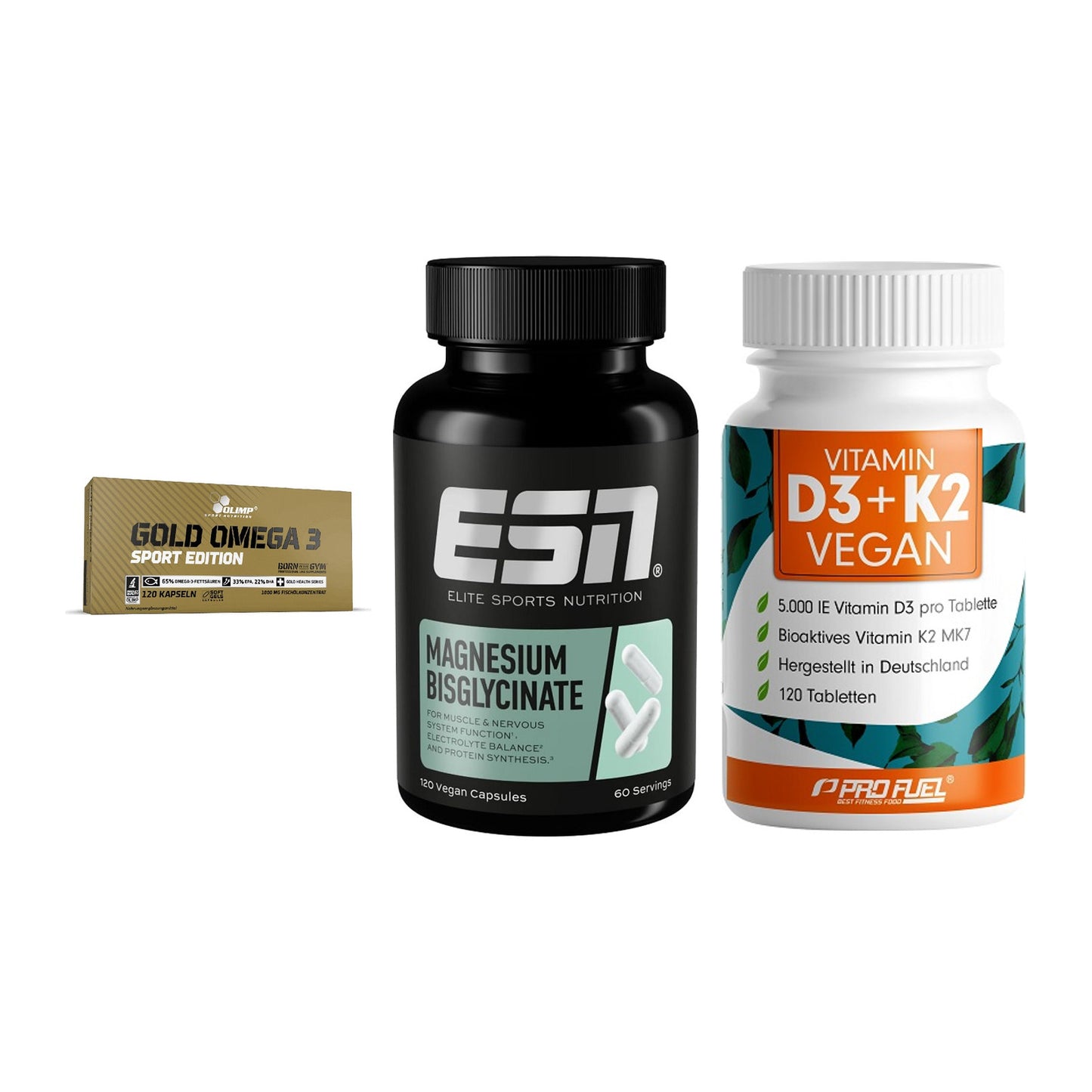 Herz & Gefäße: Olimp Omega 3 + ESN Magnesium + ProFuel Vitamin – alle enthaltenen Artikel