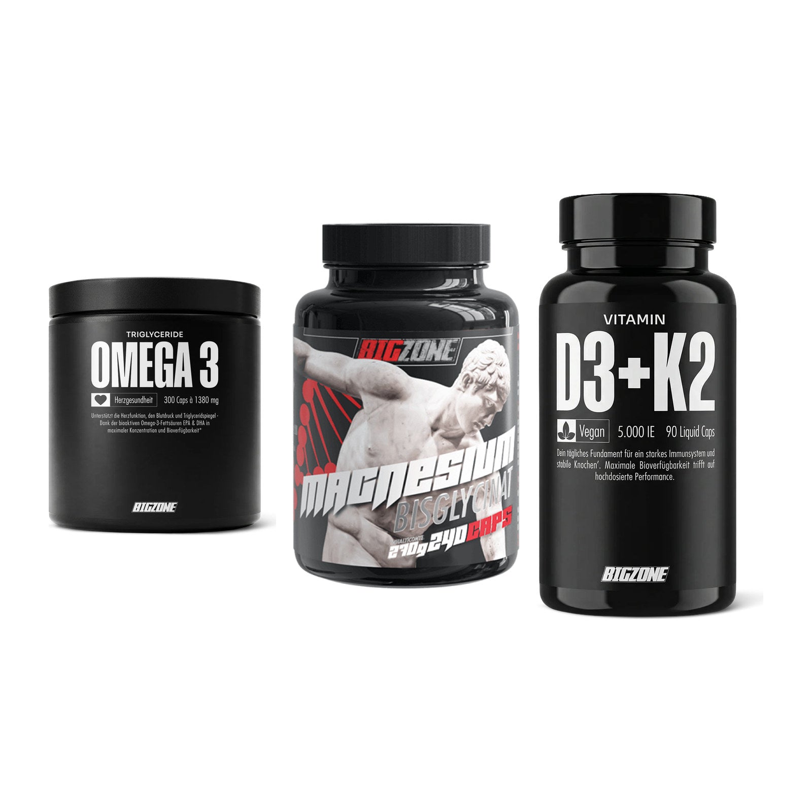 Herz & Gefäße: Big Zone Omega 3 + Big Zone Magnesi + Big Zone Vitamin – alle enthaltenen Artikel