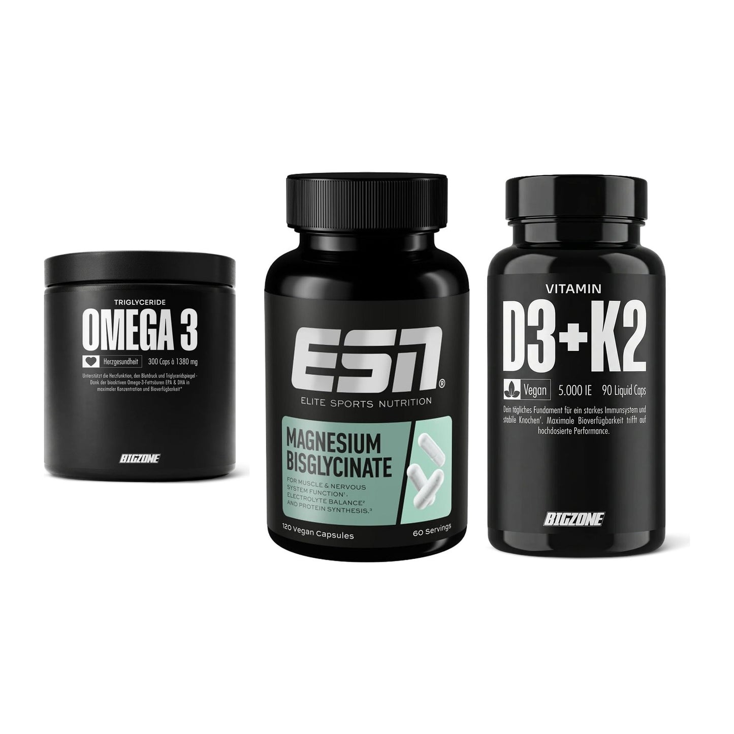Herz & Gefäße: Big Zone Omega 3 + ESN Magnesium + Big Zone Vitamin – alle enthaltenen Artikel