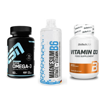 Herz & Gefäße: ESN Omega 3 + MST Magnesium B6 + BioTech Vitamin D3 – alle enthaltenen Artikel