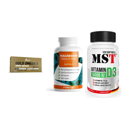 Herz & Gefäße: Olimp Omega 3 + ProFuel Magnesiu + MST Vitamin D3 – alle enthaltenen Artikel