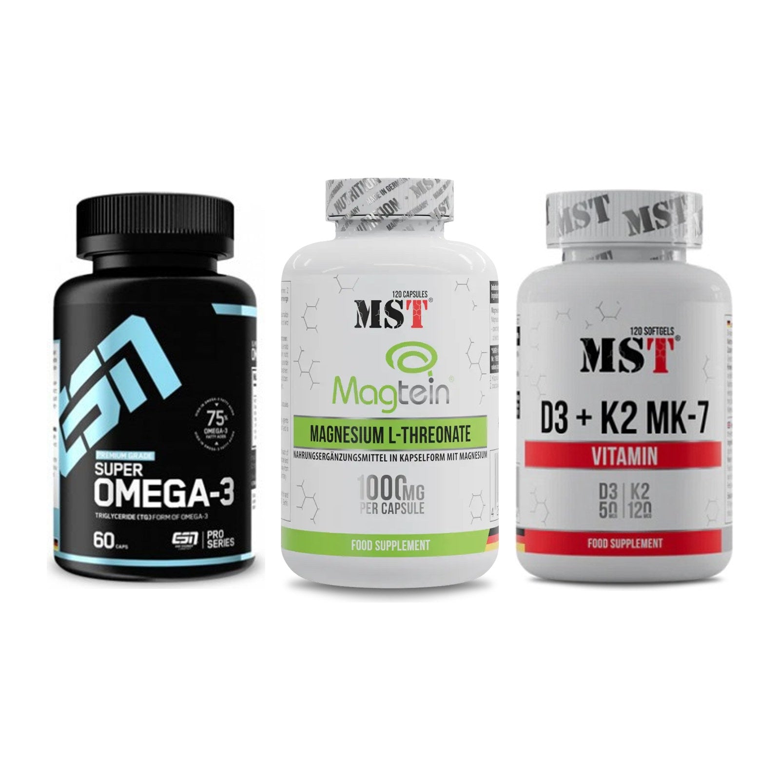 Herz & Gefäße: ESN Omega 3 + MST Magnesium + MST Vitamin D3 – alle enthaltenen Artikel