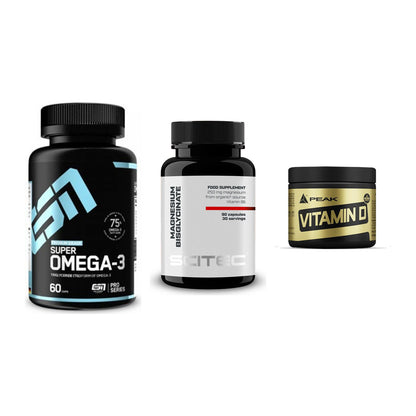 Herz & Gefäße: ESN Omega 3 + Scitec Magnesium + Peak Vitamin D – alle enthaltenen Artikel