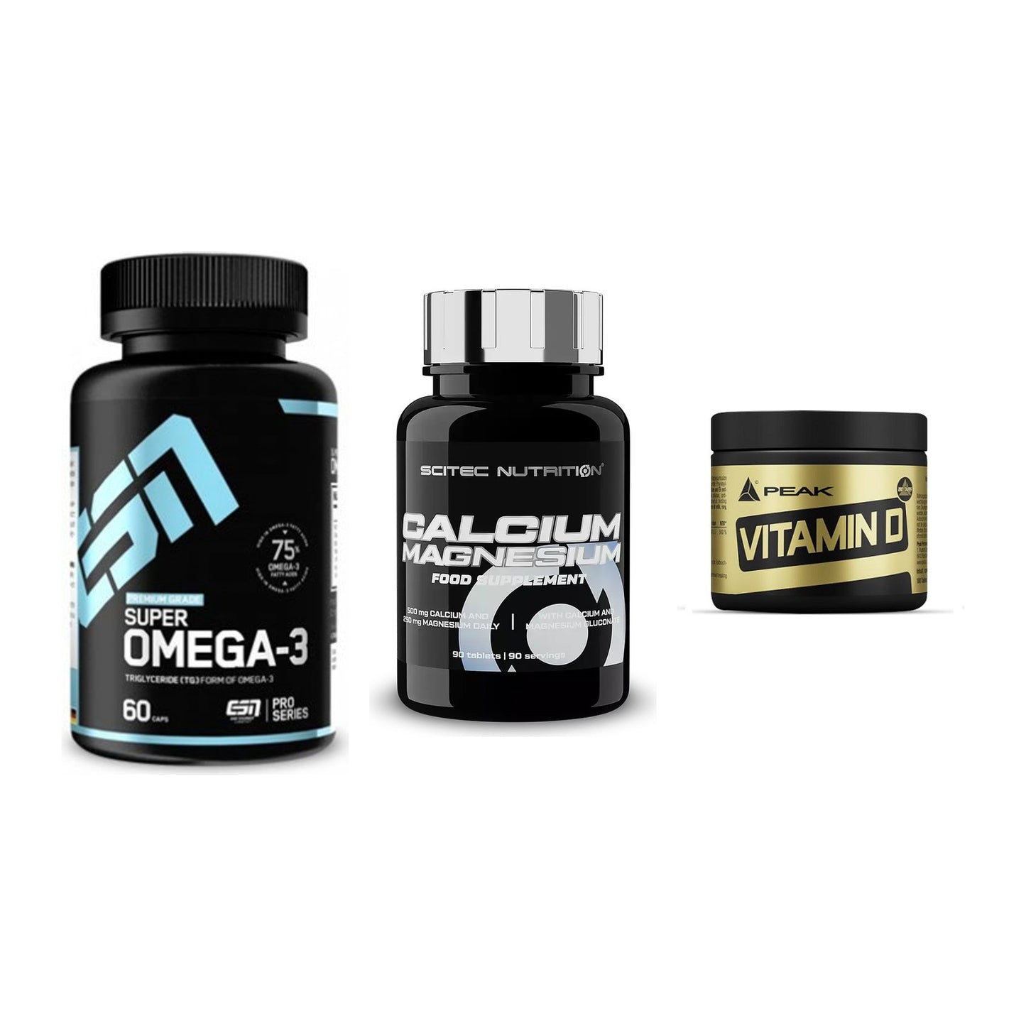 Herz & Gefäße: ESN Omega 3 + Scitec Calcium + Peak Vitamin D – alle enthaltenen Artikel