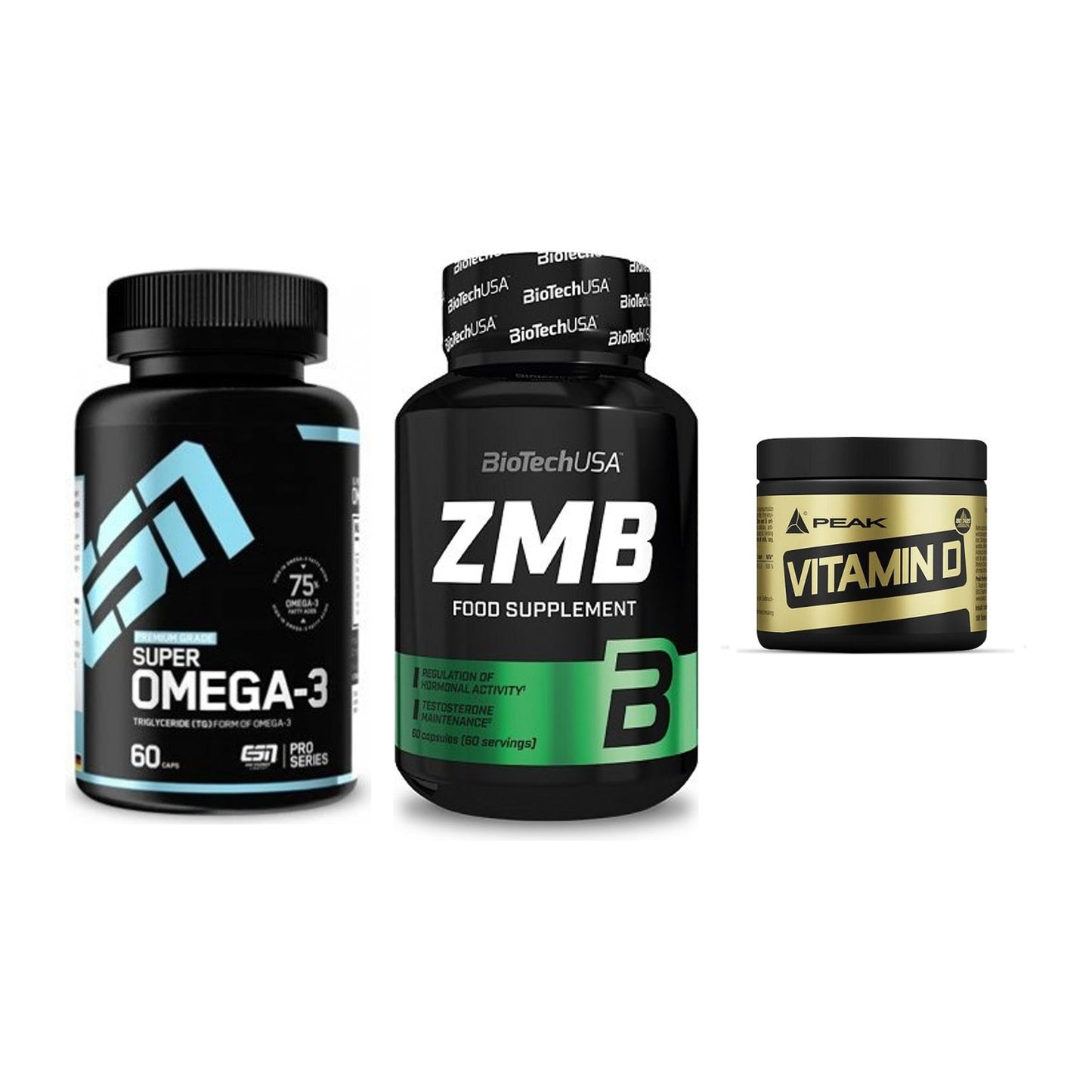 Herz & Gefäße: ESN Omega 3 + BioTech ZMB + Peak Vitamin D 180 Tabl. – alle enthaltenen Artikel