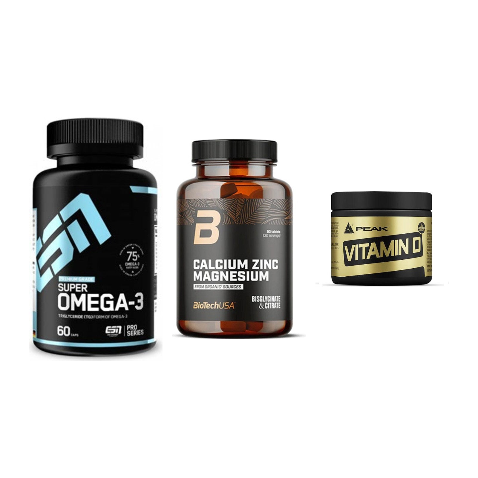 Herz & Gefäße: ESN Omega 3 + BioTech Calcium + Peak Vitamin D – alle enthaltenen Artikel