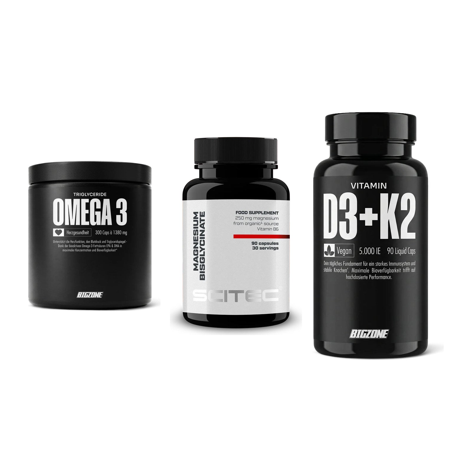 Herz & Gefäße: Big Zone Omega 3 + Scitec Magnesium + Big Zone Vitamin – alle enthaltenen Artikel