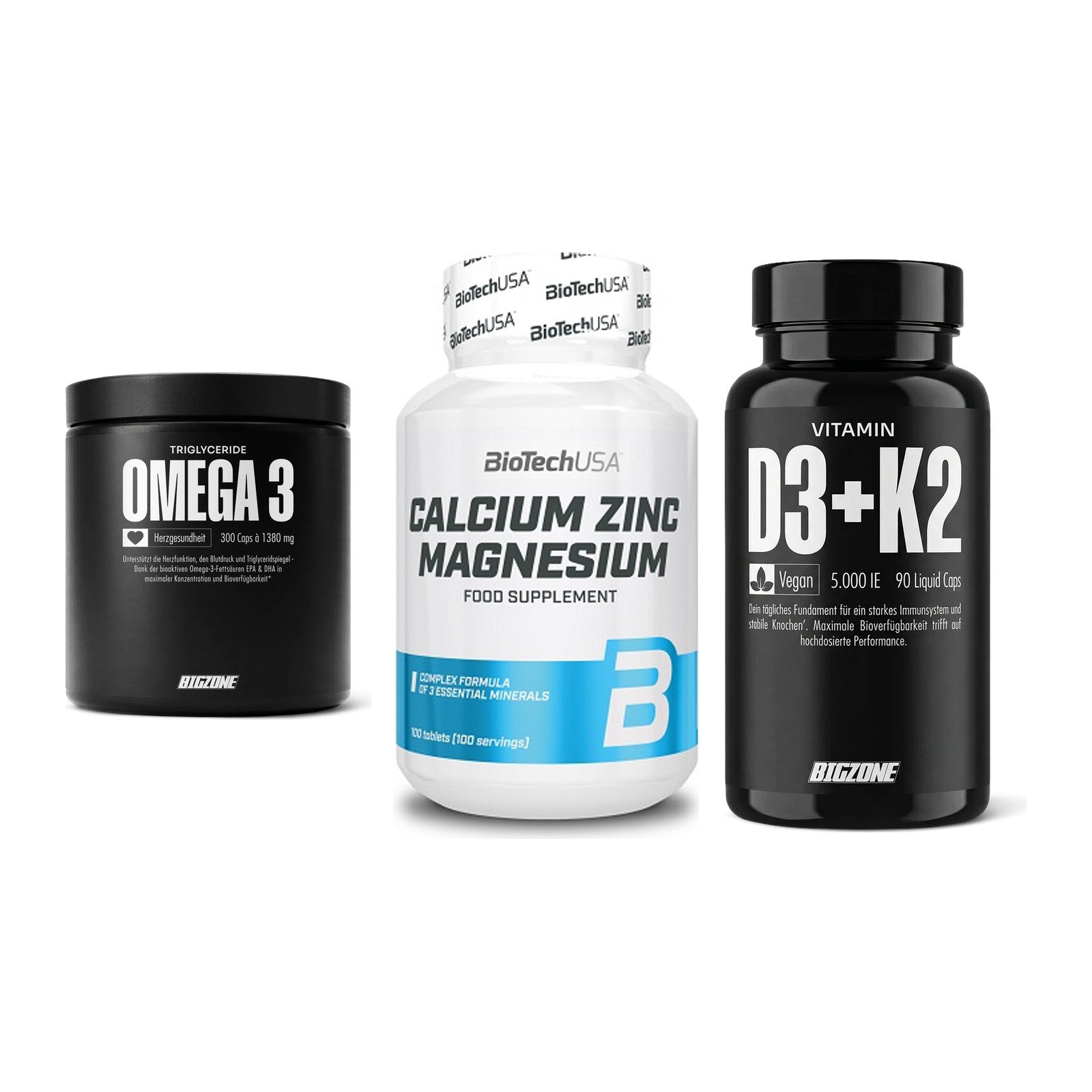 Herz & Gefäße: Big Zone Omega 3 + BioTech Calcium + Big Zone Vitamin – alle enthaltenen Artikel